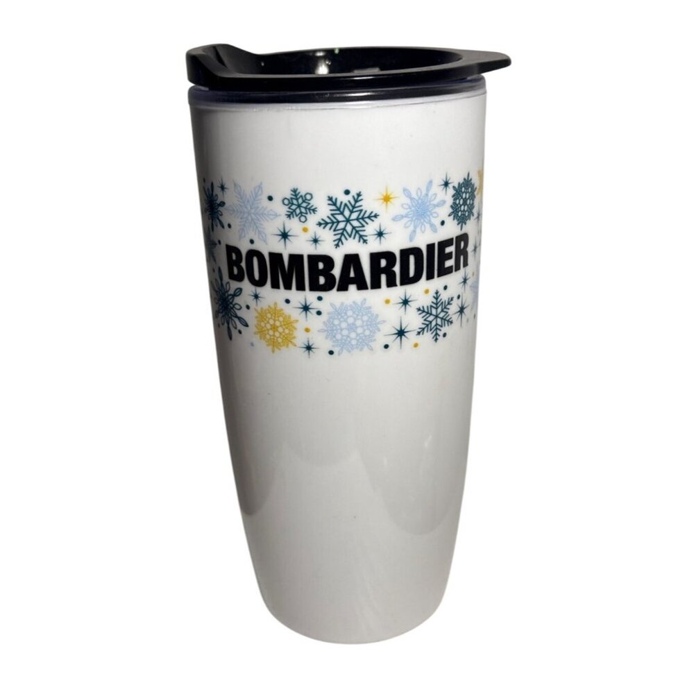 Bombardier Travel Mug Winter Snowflake Ceramic Tumbler With Lid